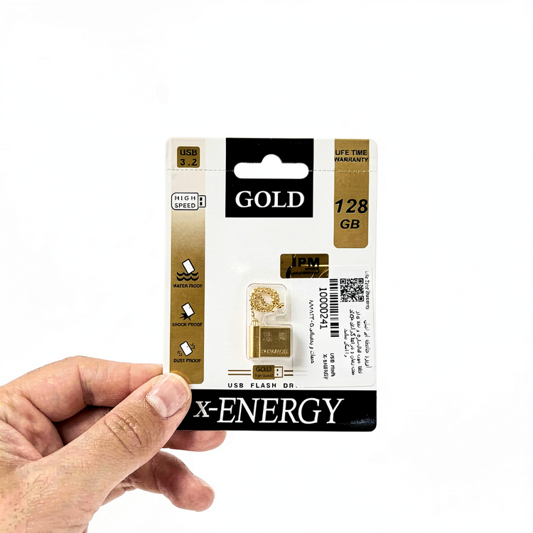 فلش مموری ایکسانرژی مدل GOLD | ظرفیت 128 گیگابایت USB 3.2 با گارانتی مادامالعمر