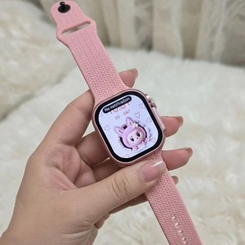 پک لوکس ساعت هوشمند زنانه KEQIWEAR مدل KW73 Mini | ست کامل اپل واچ سری 10 آلمانی به همراه زیورآلات و ۳ بند اضافه