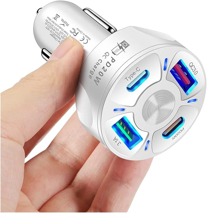 شارژر فندکی ۳۸ وات ILETD مدل HC-358 | شارژ سریع PD 3.0 و QC 3.0 با بدنه آلومینیومی| شارژ هوشمند چند دستگاه همزمان