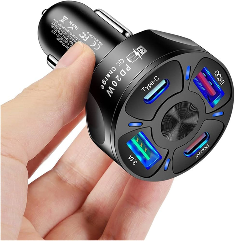 شارژر فندکی ۳۸ وات ILETD مدل HC-358 | شارژ سریع PD 3.0 و QC 3.0 با بدنه آلومینیومی| شارژ هوشمند چند دستگاه همزمان