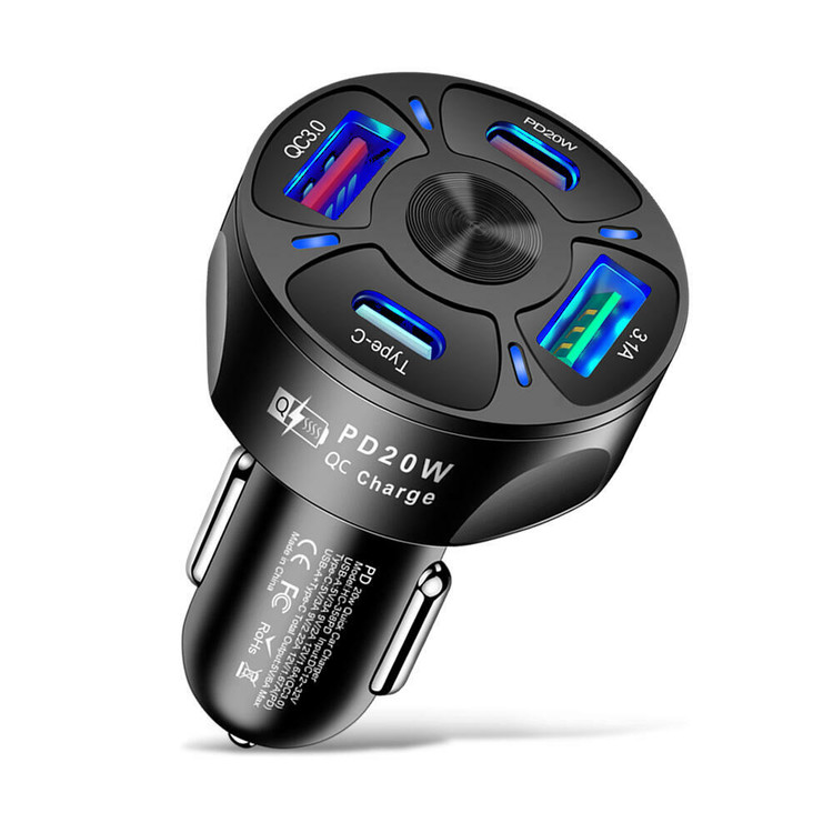 شارژر فندکی ۳۸ وات ILETD مدل HC-358 | شارژ سریع PD 3.0 و QC 3.0 با بدنه آلومینیومی| شارژ هوشمند چند دستگاه همزمان