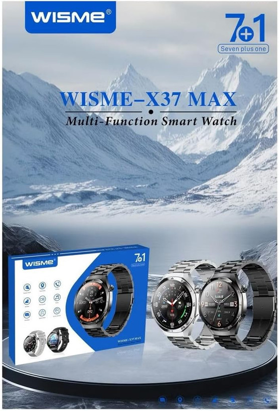 ساعت هوشمند چندمنظوره WISME X37 MAX | پکیج ویژه ۷+۱ (۷ جفت بند متنوع + کابل شارژ)