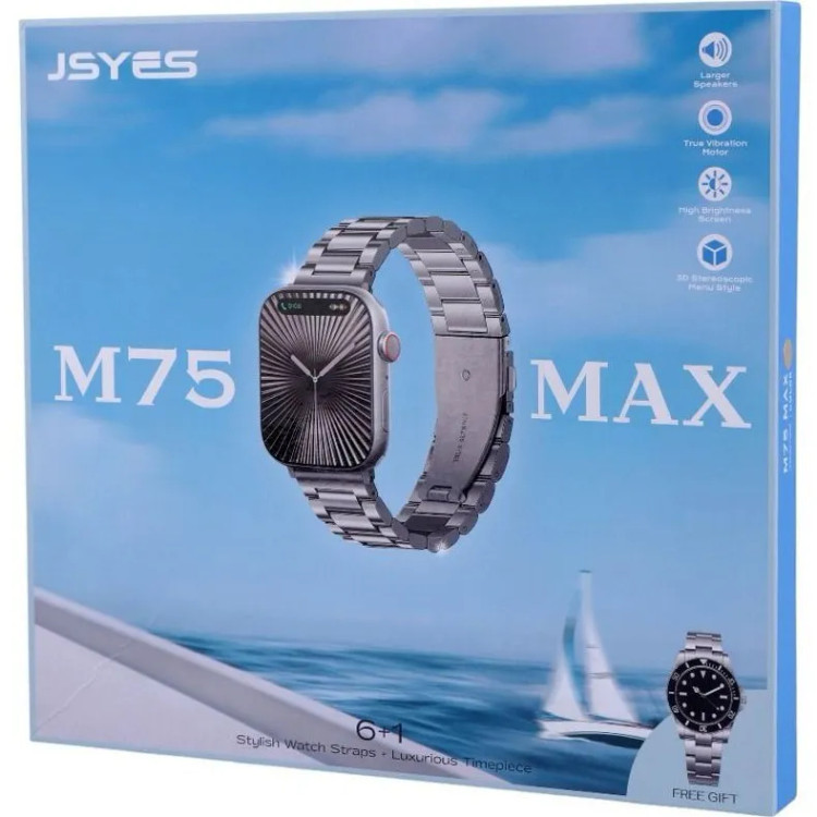 ساعت هوشمند JSYES M75 MAX (پکیج طلایی 6+1) | همراه با ساعت مچی هدیه + 6 بند اختصاصی