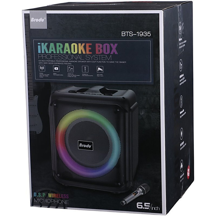 اسپیکر کارائوکه بلوتوثی Brodu BTS‑1935 | با میکروفون بیسیم و نور RGB