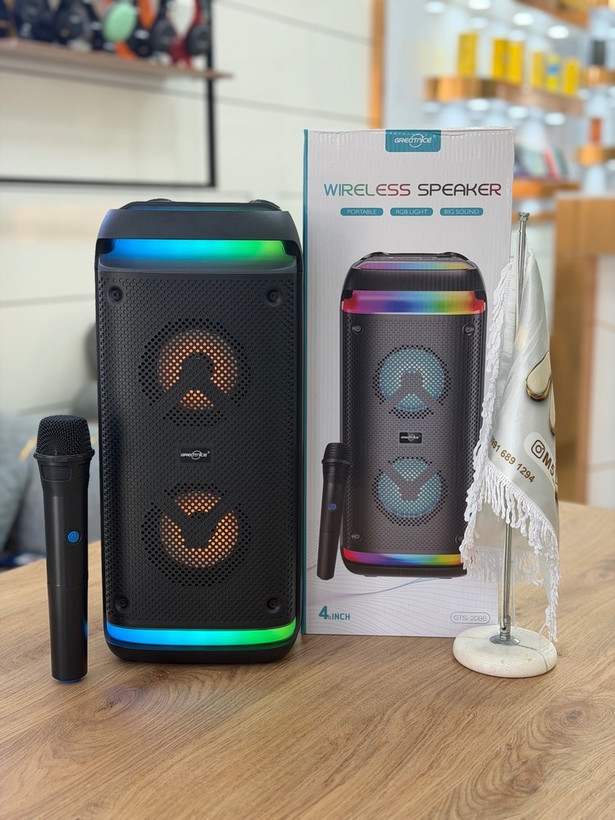 اسپیکر چمدانی گریتنایس GTS-2088 | همراه میکروفون و رقص نور RGB