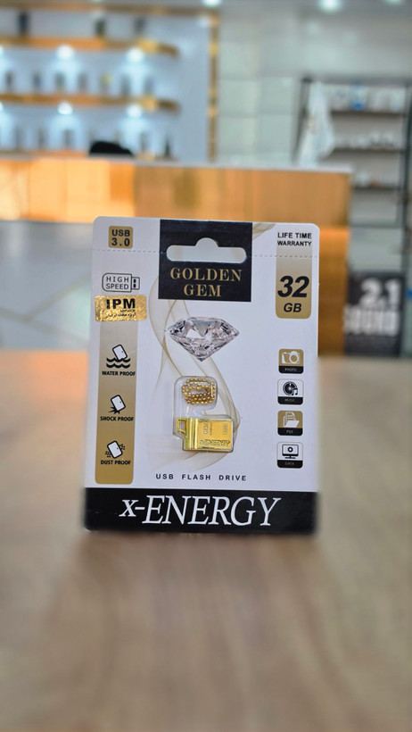 فلش مموری x-ENERGY مدل GOLDEN GEM ظرفیت 32 گیگابایت USB 3.0 با گارانتی مادامالعمر