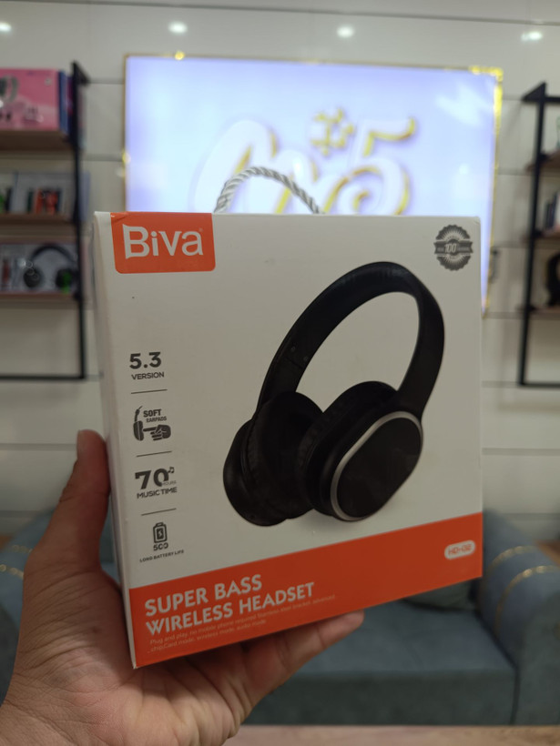 هدفون بیسیم Biva مدل HD‑02 بلوتوث 5.3 با شارژدهی 70 ساعته + پشتیبانی از AUX
