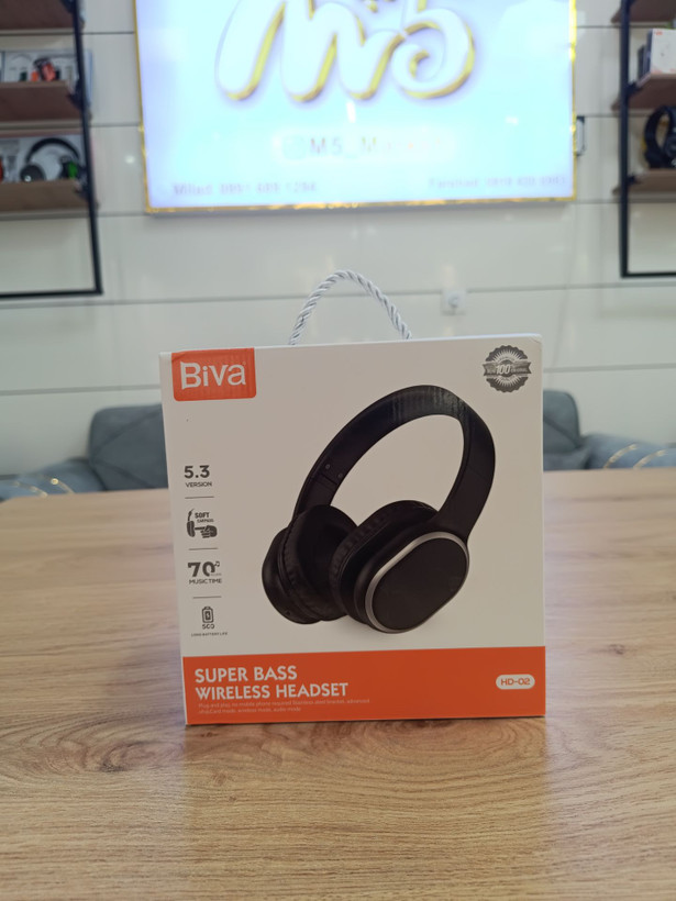 هدفون بیسیم Biva مدل HD‑02 بلوتوث 5.3 با شارژدهی 70 ساعته + پشتیبانی از AUX