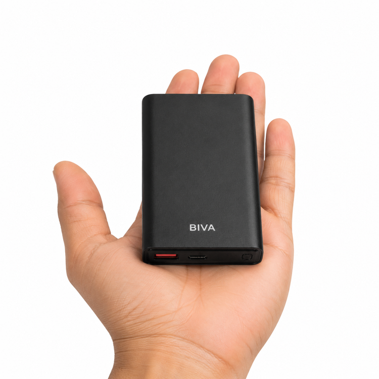 پاوربانک جیبی Biva BP‑013 ظرفیت 10000 میلیآمپر ساعت | شارژ سریع 22.5 وات PD + نمایشگر دیجیتال