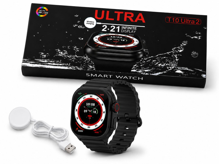 ساعت هوشمند مدل T10 Ultra 2 با صفحه نمایش ۲.۲۱ اینچی HD | شارژ بیسیم و قابلیت تماس بلوتوثی