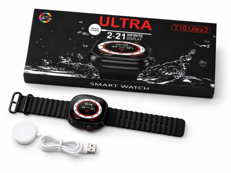 ساعت هوشمند مدل T10 Ultra 2 با صفحه نمایش ۲.۲۱ اینچی HD | شارژ بیسیم و قابلیت تماس بلوتوثی