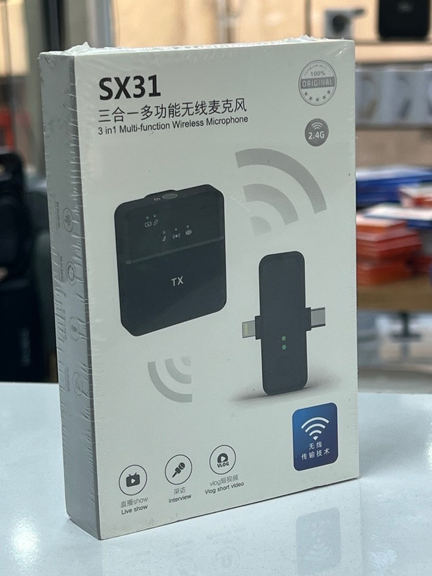 میکروفون بیسیم چندکاره ۳ در ۱ مدل SX31 با قابلیت کاهش نویز هوشمند و اتصال به گوشی و دوربین | مدل SX31