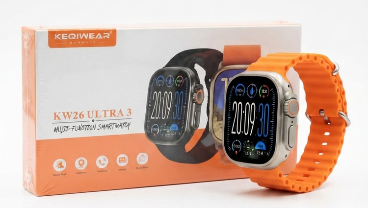 ساعت هوشمند KEQIWEAR مدل KW26 ULTRA 3 با قابلیت مکالمه و GPS | پک اقتصادی ۱+۵