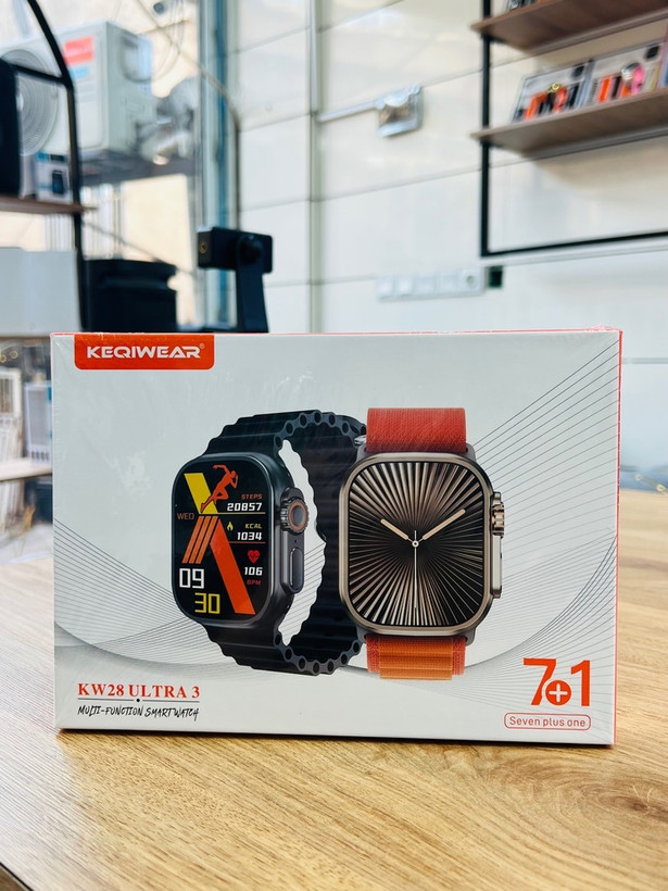 ساعت هوشمند KEQIWEAR KW28 ULTRA 3 | پک بینظیر 7+1 با قابلیت GPS و دستیار صوتی