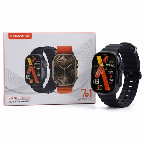 ساعت هوشمند KEQIWEAR KW28 ULTRA 3 | پک بینظیر 7+1 با قابلیت GPS و دستیار صوتی