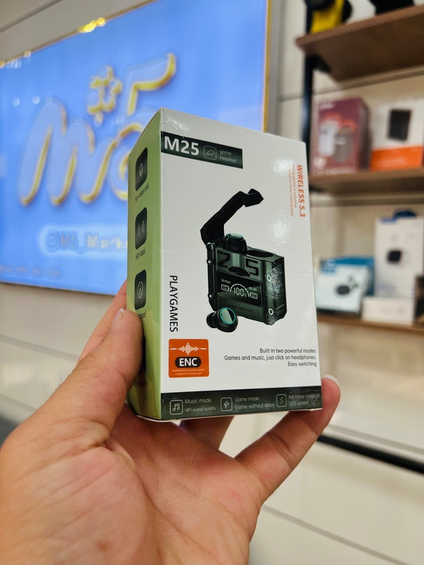 ایرپاد گیمینگ M25 | با تکنولوژی ENC، حالت مخصوص بازی و نمایشگر LED دیجیتال آینهای