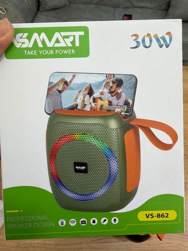 اسپیکر بلوتوثی و قابلحمل VSAMART مدل VS-862 | توان خروجی 30 وات | مجهز به استند گوشی و رقص نور RGB