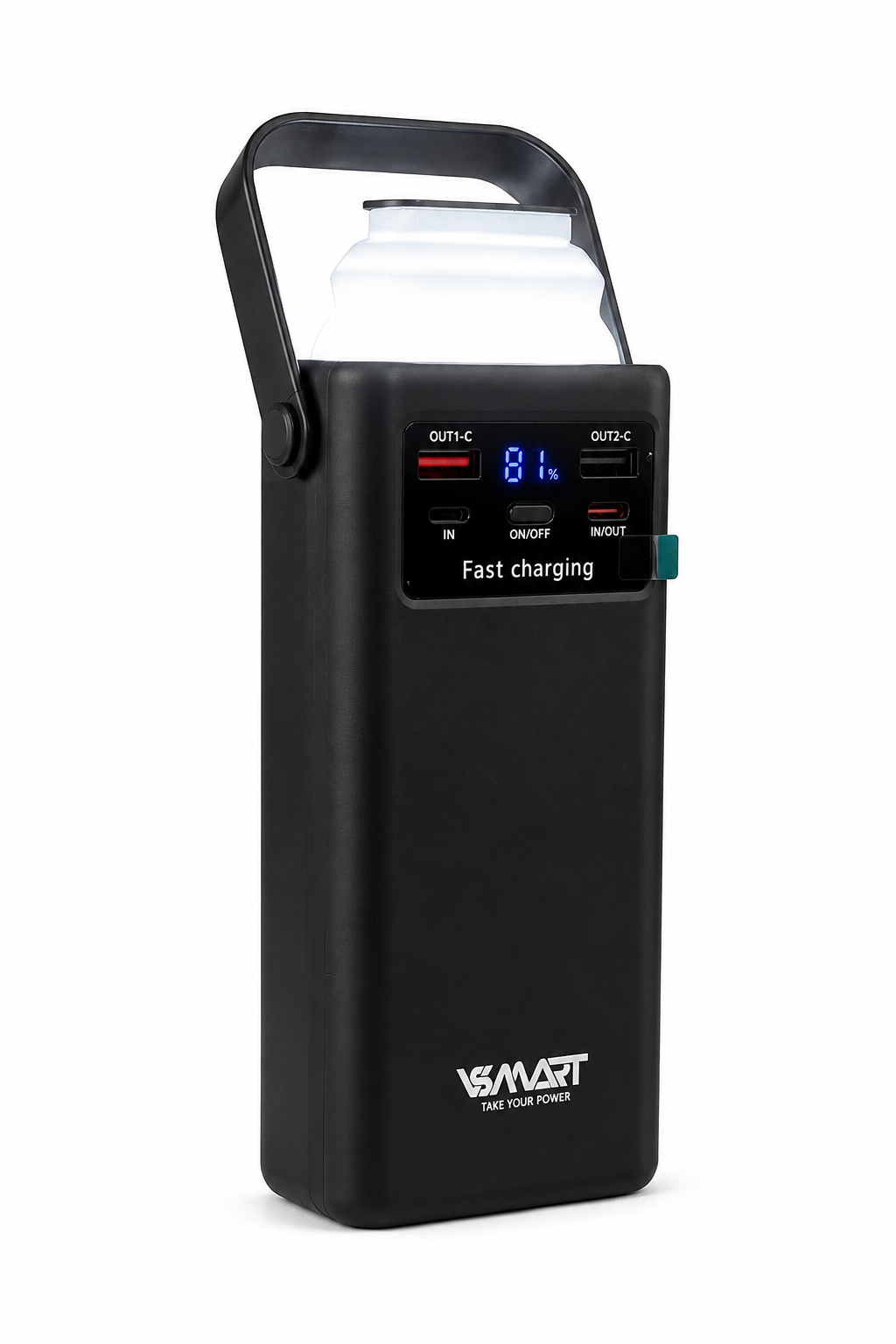 پاوربانک VSMART مدل VS-539 ظرفیت 30000mAh | شارژ سریع PD 22.5W، ۴ کابل سرخود، نمایشگر LED، چراغ‌قوه، ۵ لایه حفاظتی