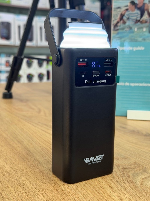 پاوربانک VSMART مدل VS-539 ظرفیت 30000mAh | شارژ سریع PD 22.5W، ۴ کابل سرخود، نمایشگر LED، چراغقوه، ۵ لایه حفاظتی