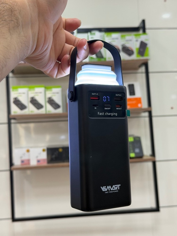 پاوربانک VSMART مدل VS-539 ظرفیت 30000mAh | شارژ سریع PD 22.5W، ۴ کابل سرخود، نمایشگر LED، چراغقوه، ۵ لایه حفاظتی