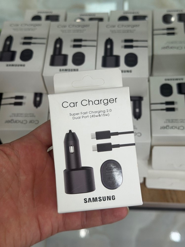 شارژر فندکی سامسونگ مدل EP-L5300 به همراه کابل USB-C | شارژر خودرو دو پورت 45W با Super Fast Charging 2.0