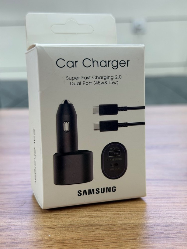 شارژر فندکی سامسونگ مدل EP-L5300 به همراه کابل USB-C | شارژر خودرو دو پورت 45W با Super Fast Charging 2.0
