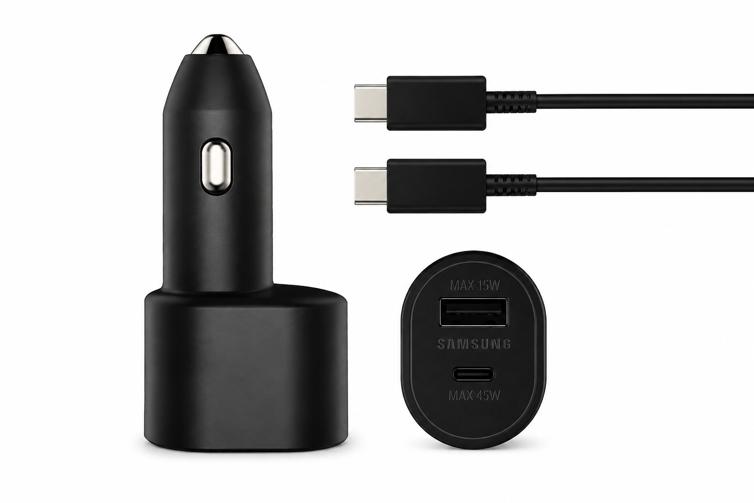 شارژر فندکی سامسونگ مدل EP-L5300 به همراه کابل USB-C | شارژر خودرو دو پورت 45W با Super Fast Charging 2.0