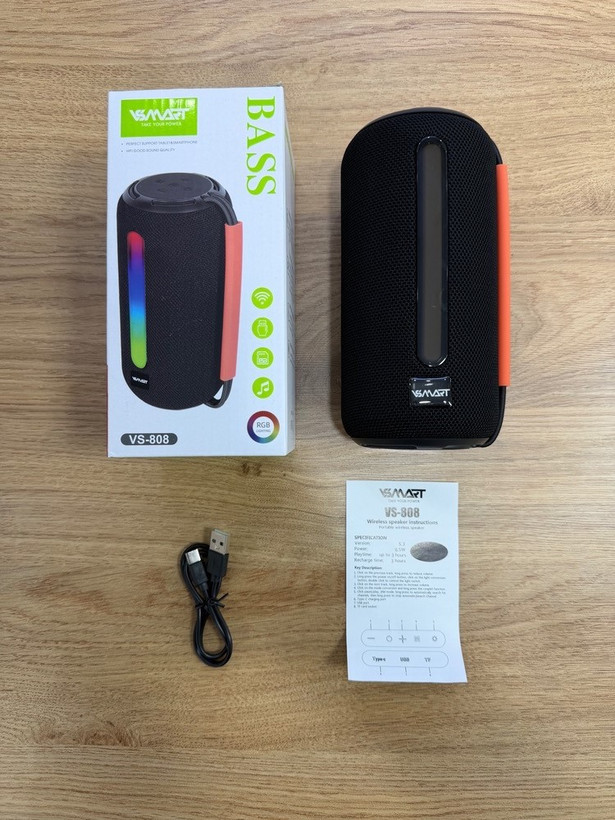 اسپیکر بلوتوثی VSMART مدل VS-808 | نورپردازی RGB | توان ۶.۵ وات | قابلیت TWS