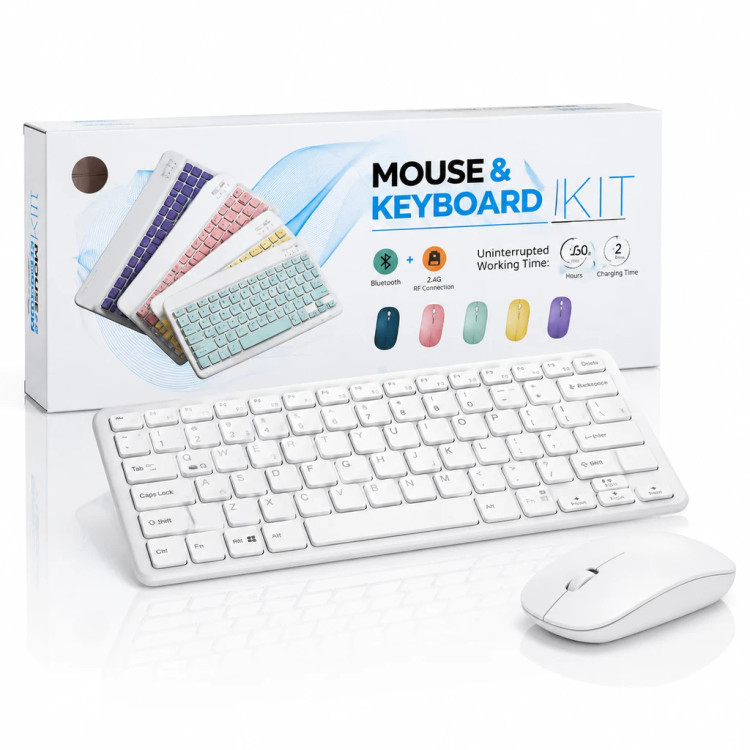 ست ماوس و کیبورد بیسیم بلوتوثی چندکاره (Multi-Device Bluetooth Kit) با نور پسزمینه RGB